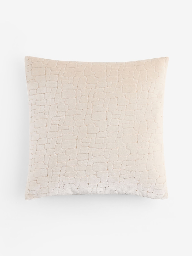 Ivory 43 x 43cm Velvet Crackle Cushion - Image 5 of 5