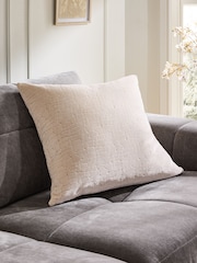 Ivory 59 x 59cm Velvet Crackle Cushion - Image 1 of 5