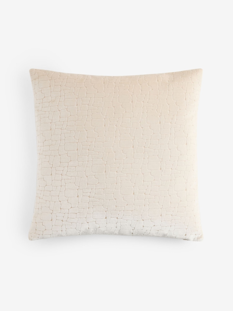 Ivory 59 x 59cm Velvet Crackle Cushion - Image 5 of 5