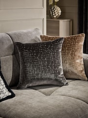 Charcoal Grey 43 x 43cm Velvet Crackle Cushion - Image 1 of 4