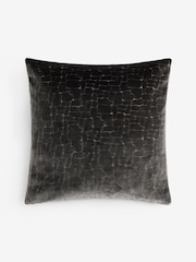 Charcoal Grey 43 x 43cm Velvet Crackle Cushion - Image 3 of 4