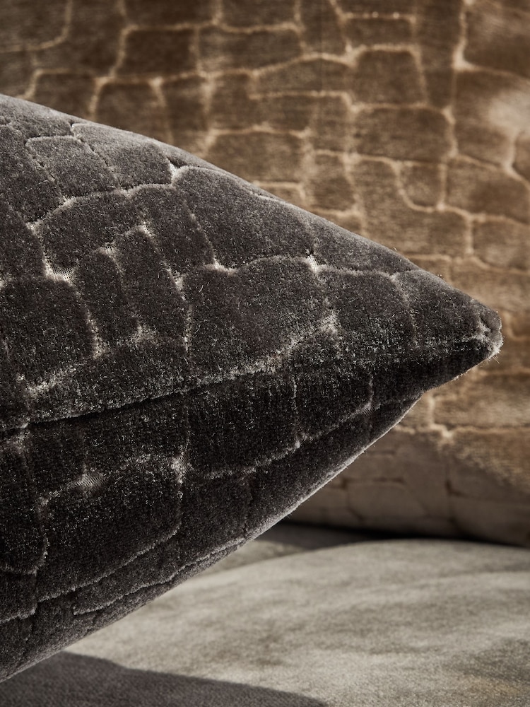 Charcoal Grey 43 x 43cm Velvet Crackle Cushion - Image 4 of 4