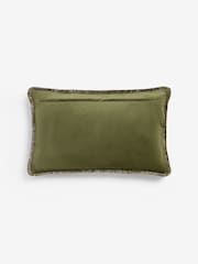 Green Velvet Leaf Oblong Cushion - Image 2 of 2