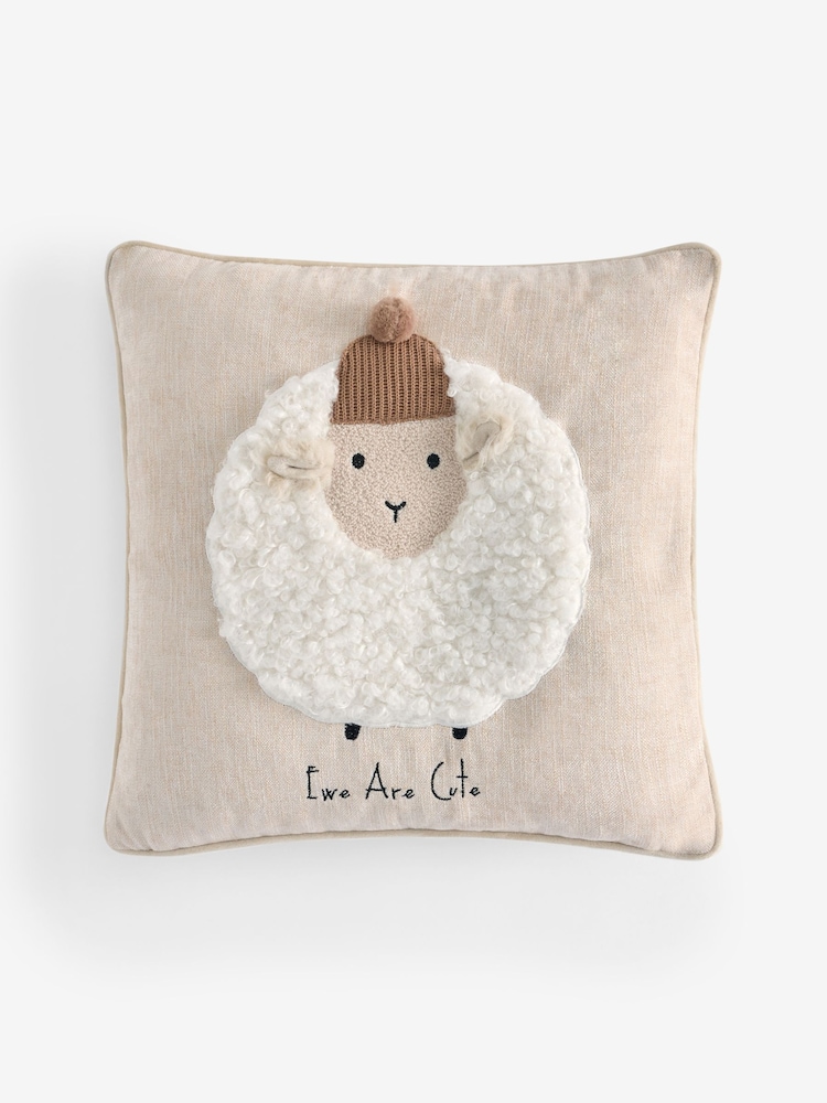 Fluffy Knit Sheep Cushion - 圖片 2/4