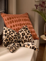 Natural 3D Faux Fur Leopard Print Cushion - Image 1 of 4