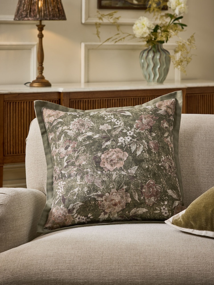 Green Heritage Floral Cushion - Image 1 of 4