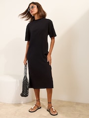 Friends Like These Black Jersey T-Shirt Midi Dress - Image 3 of 5