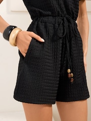 Friends Like These Black Textured Bead Detail Playsuit - Image 3 of 5