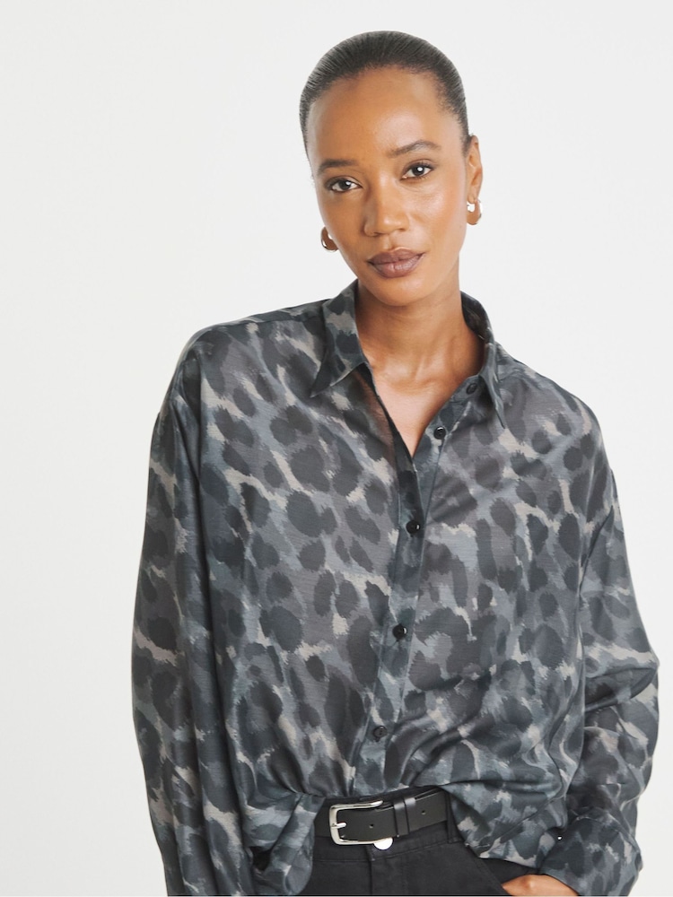 JD Williams Grey Oversized Voile Shirt - Image 1 of 4 JD Williams Grey Oversized Voile Shirt - Image 1 of 4