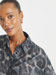 JD Williams Grey Oversized Voile Shirt - Image 4 of 4