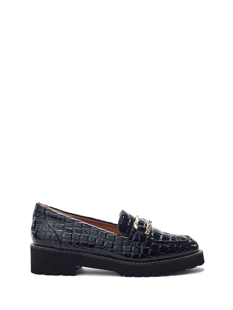 Moda in Pelle Black Egoma Snaffle Trim Chunky Loafer Shoes - Image 1 of 4