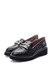 Moda in Pelle Black Egoma Snaffle Trim Chunky Loafer Shoes - Image 2 of 4