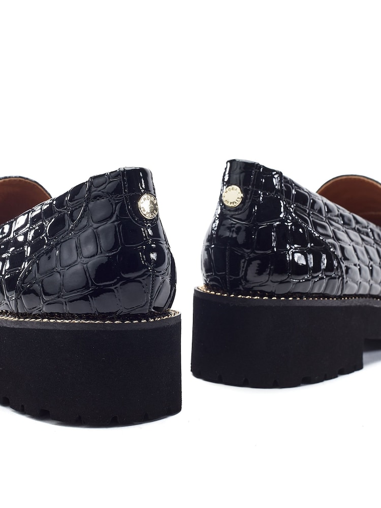 Moda in Pelle Black Egoma Snaffle Trim Chunky Loafer Shoes - Image 4 of 4