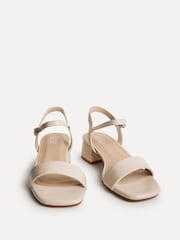Linzi Nude Wide Fit Carlie Low Chunky Block Heeled Sandals - Image 3 of 5