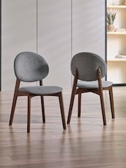 Julian Bowen Set of 2 Walnut and Grey Artemis Dining Chairs - Image 1 of 11