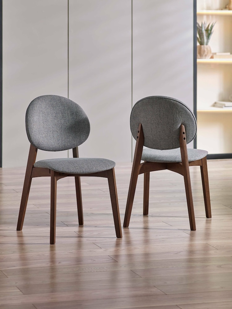 Julian Bowen Set of 2 Walnut and Grey Artemis Dining Chairs - Image 1 of 11