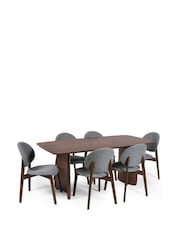 Julian Bowen Set of 2 Walnut and Grey Artemis Dining Chairs - Image 10 of 11