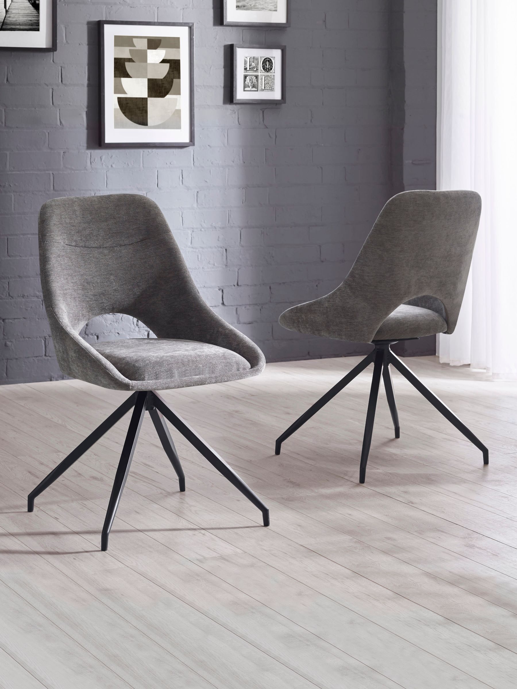 Julian Bowen Jonah Set of 2 Swivel Dining Chair - Grey - Metal - Image 5