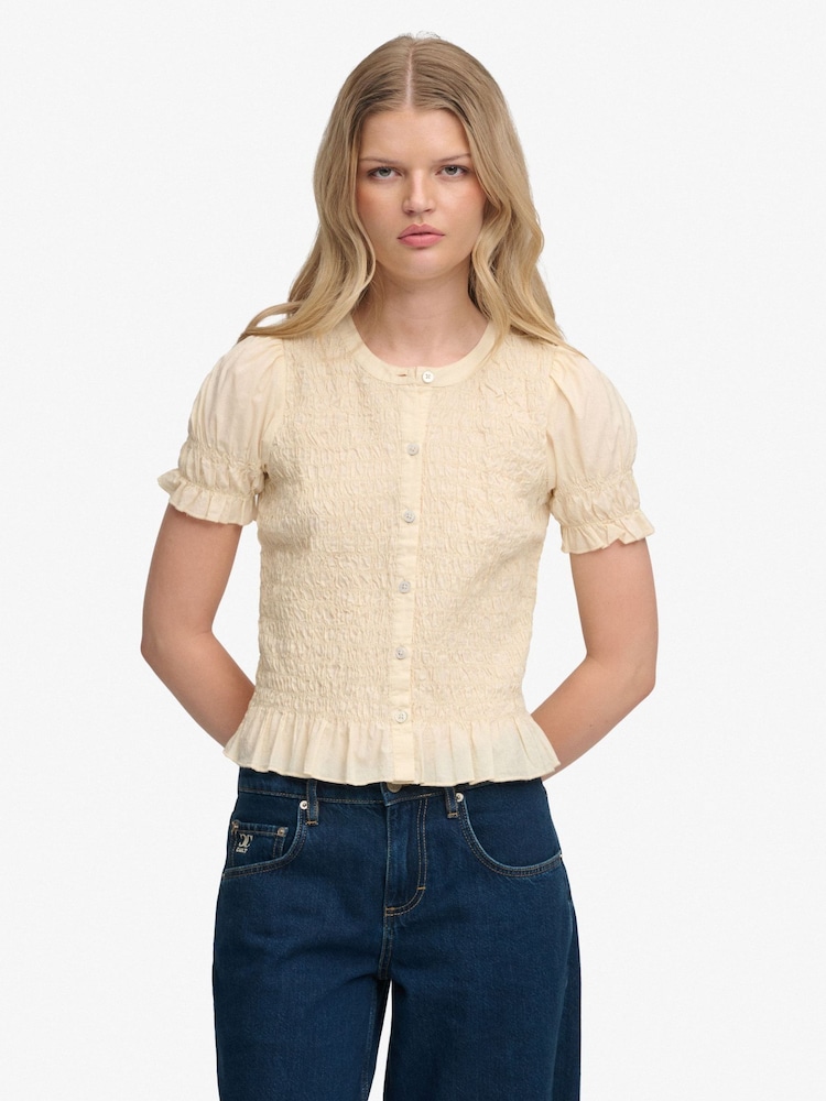 Superdry Smocked Blouse - Imagen 1 de 4