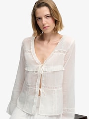 Superdry White Long-Sleeved Lace Blouse - Image 5 of 6