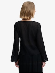 Superdry Black Long-Sleeved Lace Blouse - Image 3 of 6