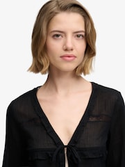 Superdry Black Long-Sleeved Lace Blouse - Image 5 of 6