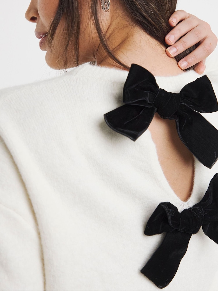 Simply Be White Bow Back Longline Jumper - Image 4 of 4 Simply Be White Bow Back Longline Jumper - Image 4 of 4