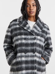 Simply Be Black Check Maxi Faux Wool Coat - Imagen 4 de 4