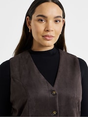 Simply Be Brown Suedette Button Through A Line Dress - Image 4 of 4