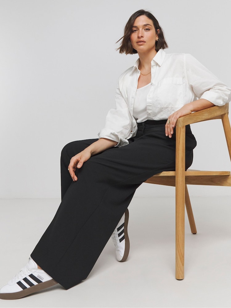 Simply Be Black Tailored Wide Leg Trouser - Image 1 of 4 Simply Be Black Tailored Wide Leg Trouser - Image 1 of 4