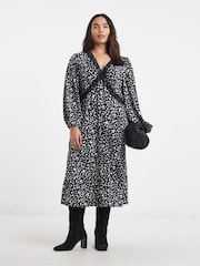 Simply Be Black Supersoft Lace Trim Midi Dress - Image 1 of 4