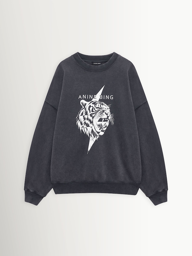 ANINE BING Grey Miles Tiger Sweatshirt - Image 3 of 3
