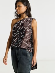 Simply Be Brown Satin Scraft Neck Top - Image 1 of 4