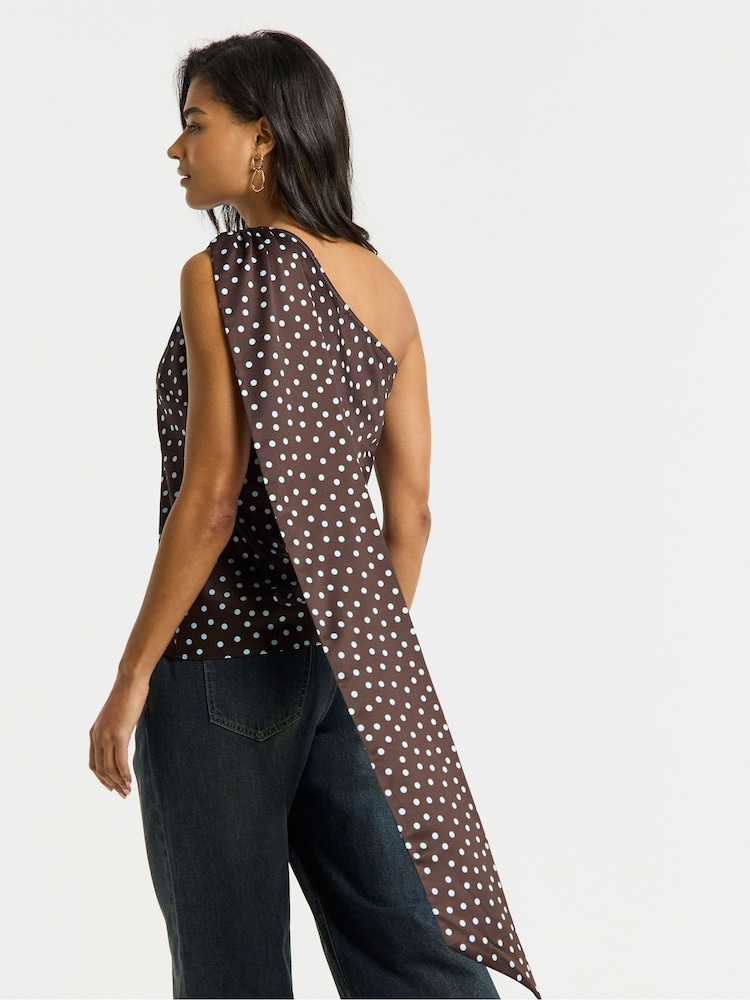 Simply Be Brown Satin Scraft Neck Top - Image 2 of 4