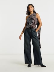 Simply Be Brown Satin Scraft Neck Top - Image 3 of 4