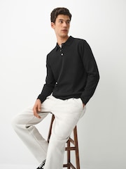 Musta - Essential Knitted Polo Shirt - Kuva 2 / 6