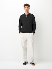 Musta - Essential Knitted Polo Shirt - Kuva 3 / 6