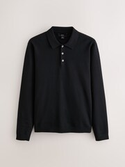 Black Regular Fit Essential Knitted Polo Shirt - Image 7 of 9