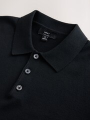 Black Regular Fit Essential Knitted Polo Shirt - Image 8 of 9