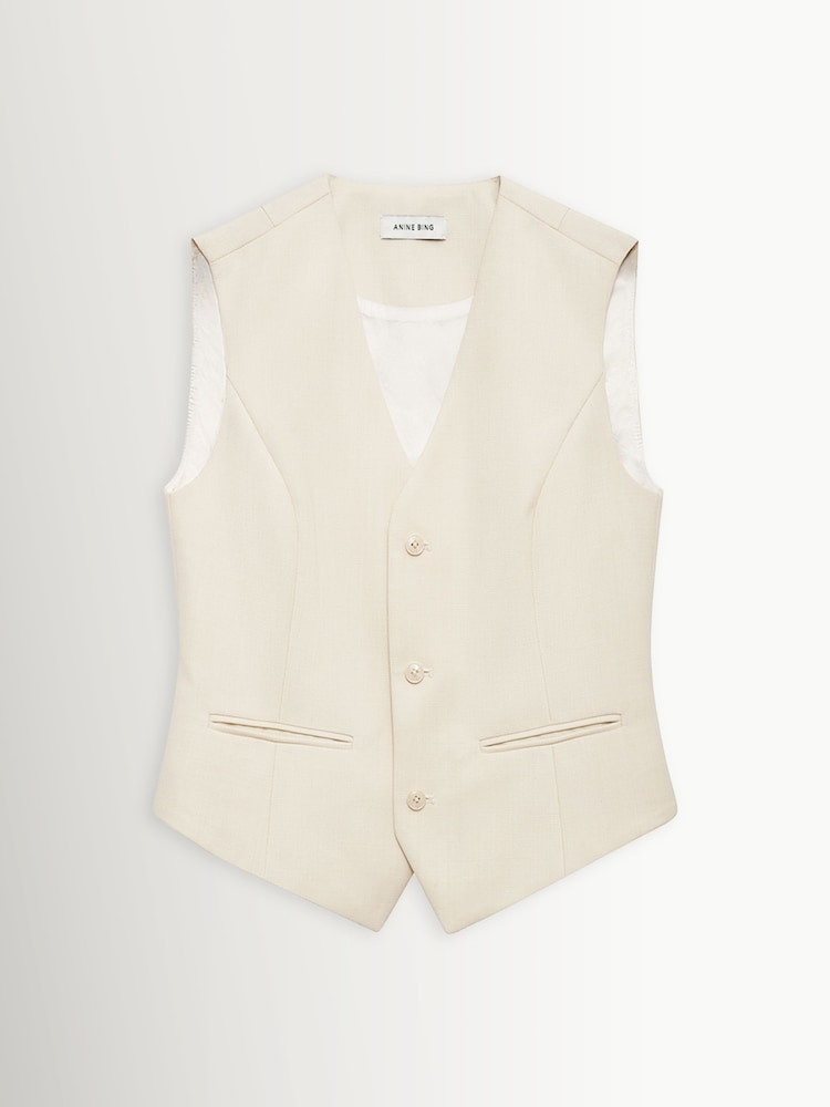 ANINE BING Cream Mario Vest - Image 1 of 2