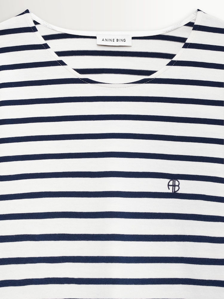 ANINE BING Navy Stripe Newton T-Shirt - Image 5 of 5