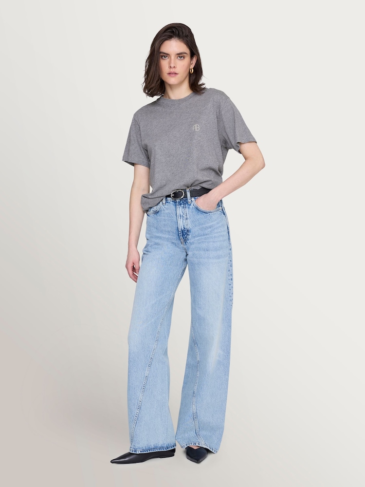 ANINE BING Grey Soft Stencil Walker T-Shirt - Image 1 of 5