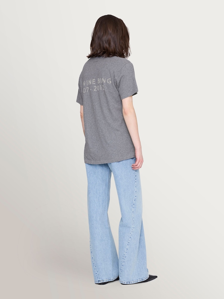 ANINE BING Grey Soft Stencil Walker T-Shirt - Image 2 of 5