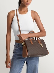 Michael Kors Brown/Acorn Laila Medium Satchel Bag - Image 6 of 8