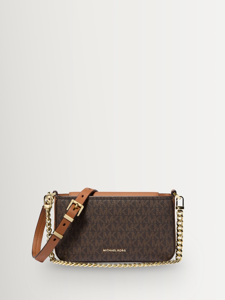 Michael Kors Brown Bryant Small Cross-Body Pouchette Bag - Image 1 of 4 Michael Kors Brown Bryant Small Cross-Body Pouchette Bag - Image 1 of 4