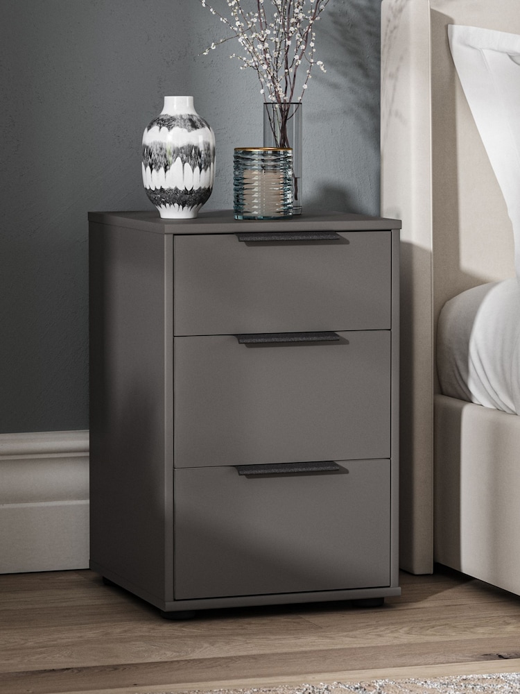 Wiemann Lava Grey Philadelphia 3 Drawer Bedside Table - Image 1 of 3