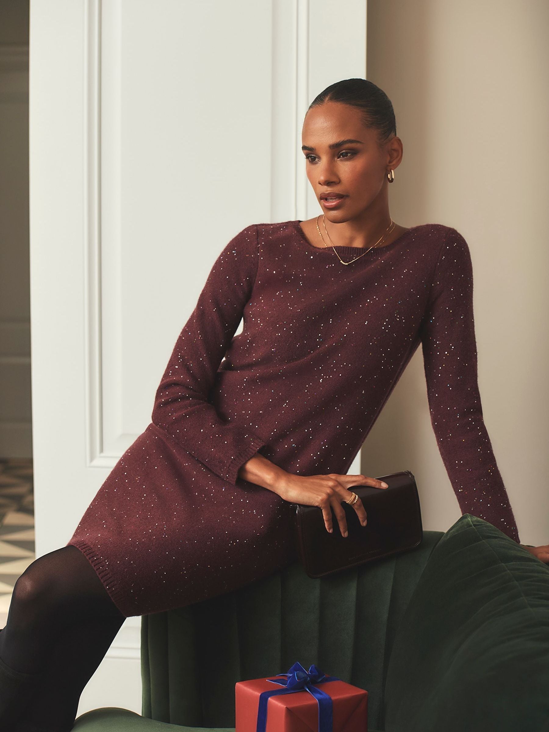Silver Sparkle Knit Dress Buy Crew Clothing Red Cara Knitted Glitterball  Dress From Next Denmark