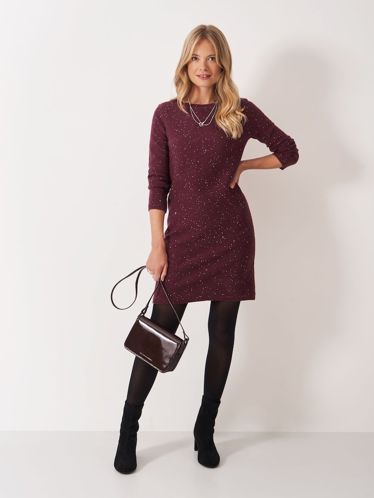 Crew Clothing Red Cara Knitted Glitterball Dress - Image 1 of 5 Crew Clothing Red Cara Knitted Glitterball Dress - Image 1 of 5