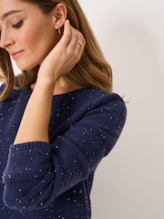 Crew Clothing Blue Cara Knitted Glitterball Dress - Image 4 of 5