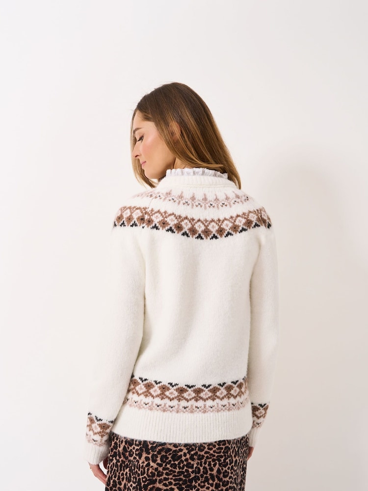 Crew Clothing Natural Crew Neck Yoke Fair Isle Jumper - Image 2 of 5 Crew Clothing Natural Crew Neck Yoke Fair Isle Jumper - Image 2 of 5